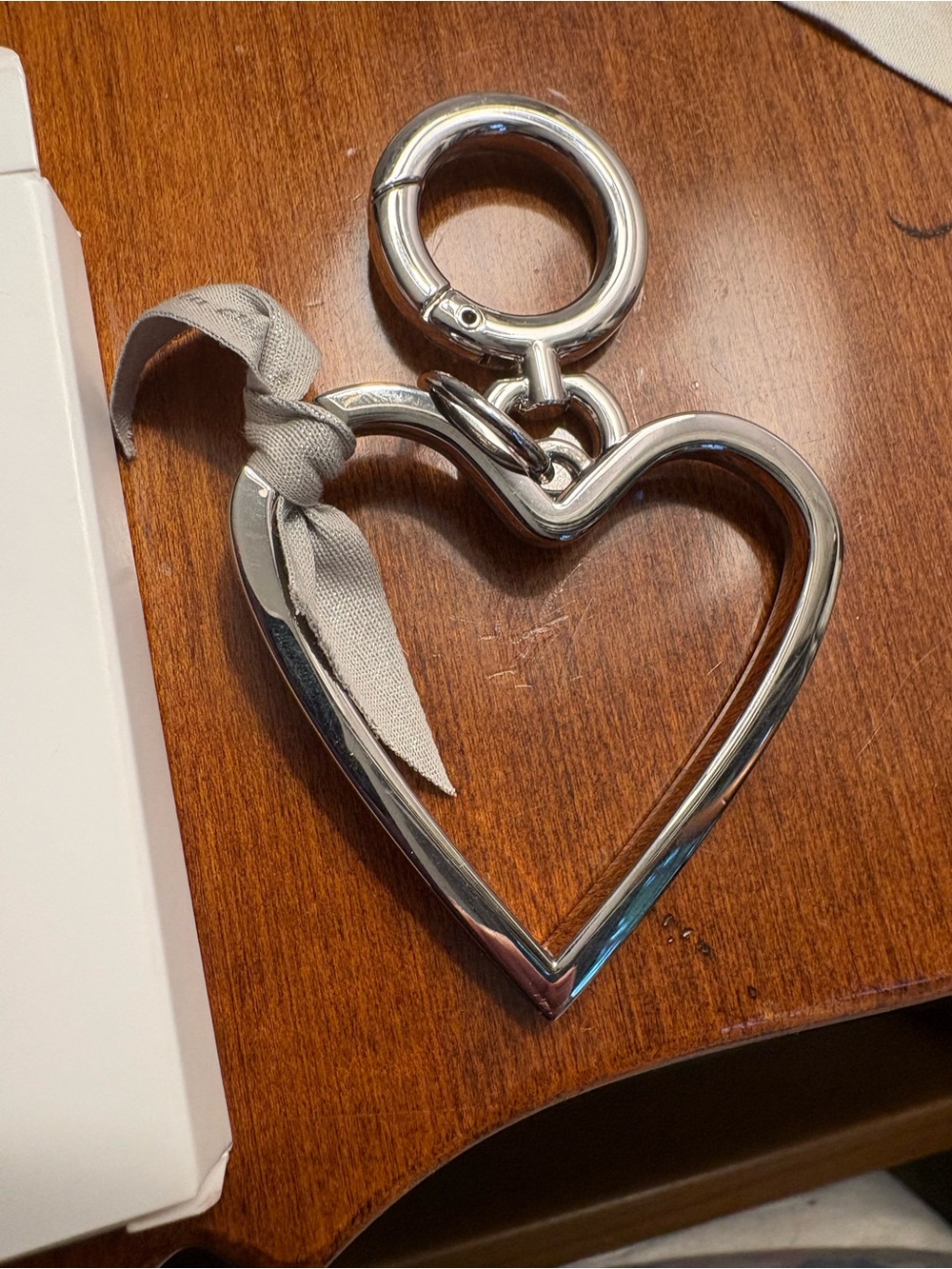 Burberry Silver Heart Bag Charm New - Picture 3 of 6